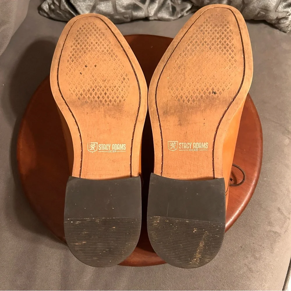 Stacy Adams Men's Savion Cognac Lace-up Plain Toe Oxford Size 10M EUC Like New!
